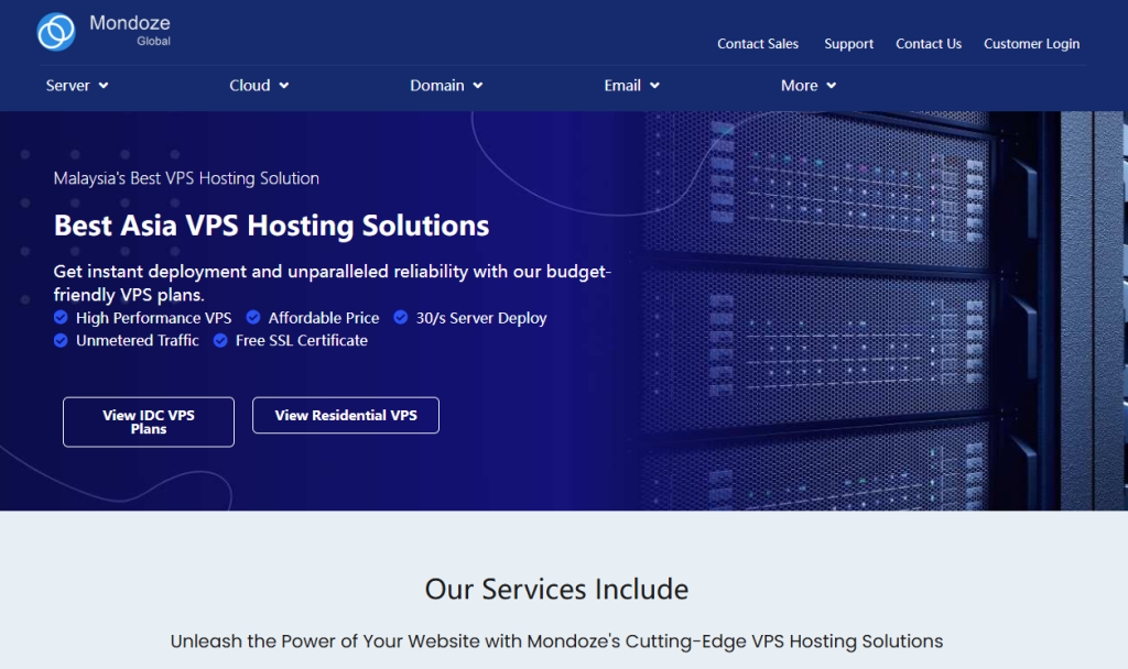 Mondoze’s Malaysia data center offers native and dual-ISP IP addresses, with VPS plans starting at $8/month—2 cores, 2GB RAM, 60GB SSD, and unlimited bandwidth.